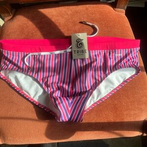 Men's Pink and Purple Striped Swim Bikini